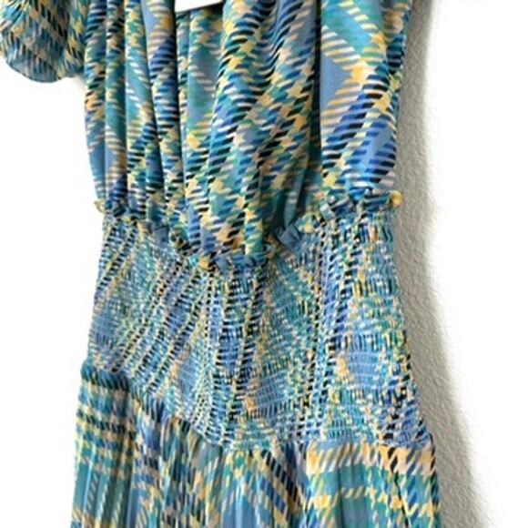 RAMY BROOK Harla Dress Blue Multicolor Pleated Boho Puff Sleeve Fairycore NWT S - Picture 7 of 11